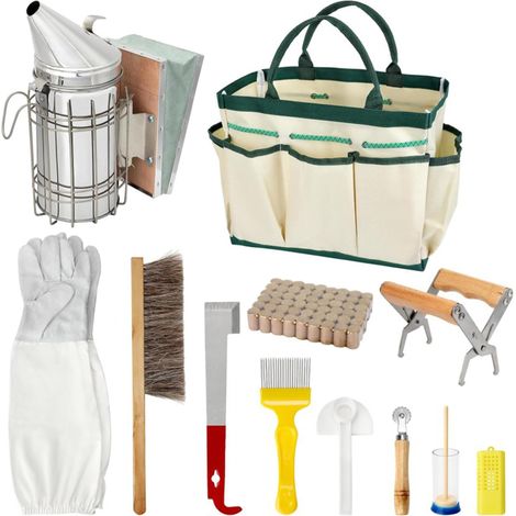 Lot de 12 accessoires de démarrage Bee Hive avec fumoir, outils de sauce à miel pour débutants (1/5)