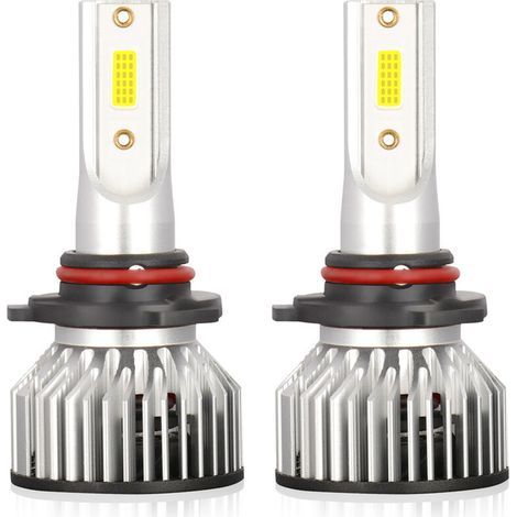 2 bombillas LED impermeables IP68 para faros delanteros de coche, kit de conversión todo en uno para luces de conducción LED 9005/HB3/H10 40W, modelo: portalámparas blanco-9005 (1/5)