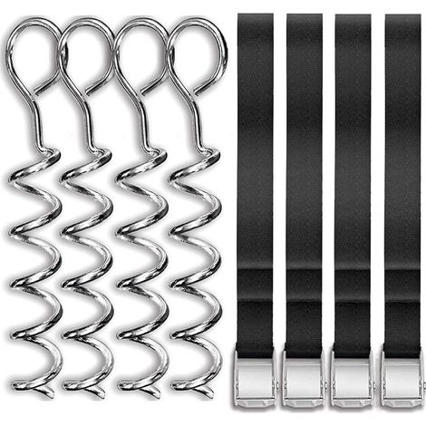 Set of 4 stakes for dog, ancrages to screw in metal with loops, ancrages to screw for dog with strap (1/3)