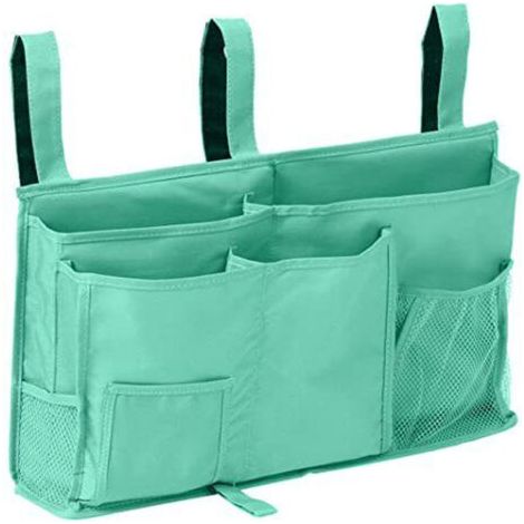 1 Sac de rangement pour lit superposé(Vert Clair), sac de rangement pour lit suspendu, 8 poches, pour lit de chambre d'étudiant, lit d'hôpital, barreaux de lit pour bébé, 600D Oxford Cloth (1/5)