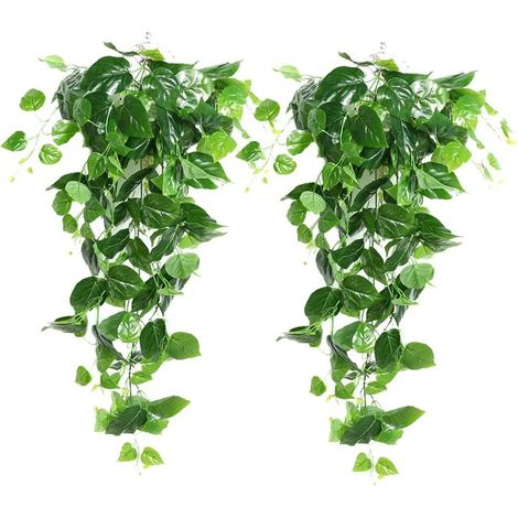 Plantas colgantes artificiales de 90 cm, hiedra falsa, hojas de Scindapsus para decoración.