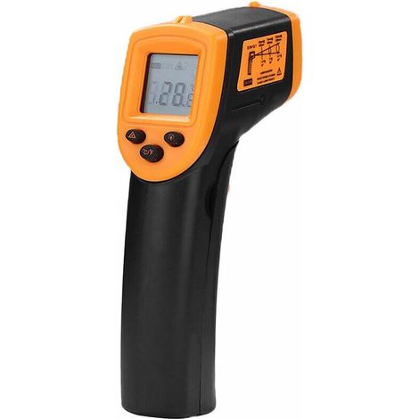 Thermomètre infrarouge portatif sans contact, thermomètre numérique LCD, thermomètre industriel infrarouge, -50 à 600°C/-58 à 1122°F (pas pour les humains) Orange (1/5)