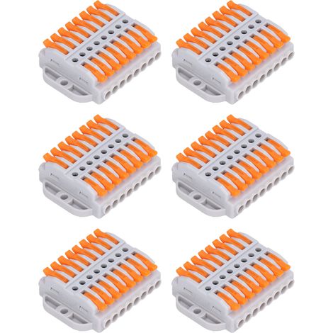 Lot de 6 bornes de connexion rapide en ABS cuivré électroplaqué, connecteurs de fils compacts pour le bâtiment (1/5)