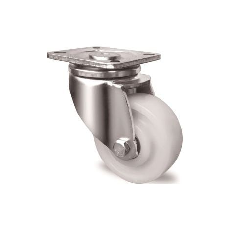 Rueda giratoria de servicio pesado D.100mm Cap.500kg Placa sujeción L100xB85mm Color blanco RAL 9010 TW (1/2)