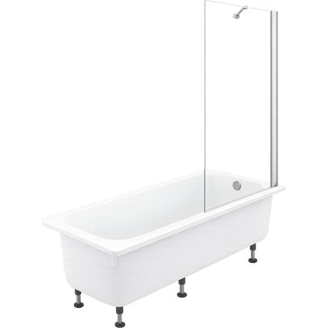 Pack baignoire droite 170 X 75 JACOB DELAFON Brive + pare bain avec vidage chromé