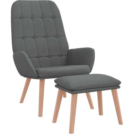 Relaxsessel mit Hocker Dunkelgrau Stoff vidaXL (1/5)
