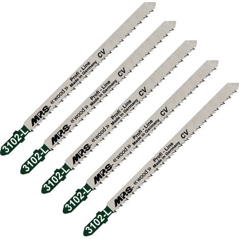 5 Lames scie Sauteuse CV (pour bois/plexi) Dents fraisées croisées Conique 110/132Mm - 2,5mm
