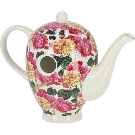 Nichoir Théière décorée de fleurs - Multicolore - Modèle aléatoire - H 21,3 cm - Livraison gratuite (1/5)