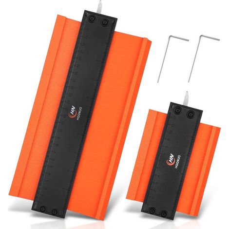 2 gabarits de contour, verrouillage métallique, échelle en pouces, noyau aluminium, pour bricolage, stratifié, moquette, menuiserie (1/5)
