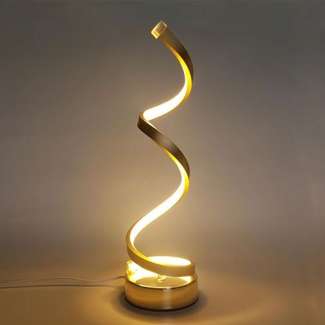 Lampada da comodino a LED a spirale, lampada da scrivania moderna, 3 temperature di colore, oro [Classe energetica E] (1/4)