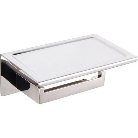 Paper Holder with Shelf Roll Hanger Silk Stainless Steel (1/5)