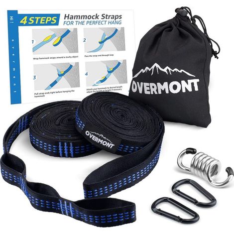 Ineasicer Kit de Fixation hamac Ultra-résistant 2 Cordes hamac Durable en Polyester + 2 mousquetons de Fer avec Un Sac de Rangement (1/5)