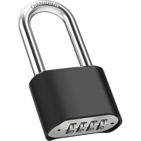 Lntyq Cadenas Code 4 Chiffres, 52mm Cadenas Extérieur Etanche, Robuste et Antivol, 8mm Loquet Cadenas à Combinaison, Exterieur Serrure Porte de Garage, pour Cours, Porte, Clôture, Casier - Long (1/5)