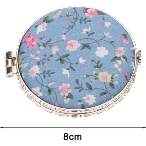 Miroir Cosmétique Pliable - Double Face - Diamètre 8 cm - Résine - Motifs Rétro - Pour Maquillage et Retouche - 2 Pièces