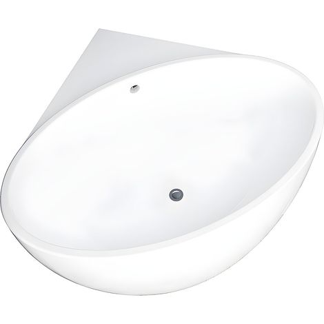 Vente-Unique – Baignoire d'angle quart de cercle 127 x 127 x 58 cm – Acrylique blanc brillant – Capacité 197 L – Pose au sol
