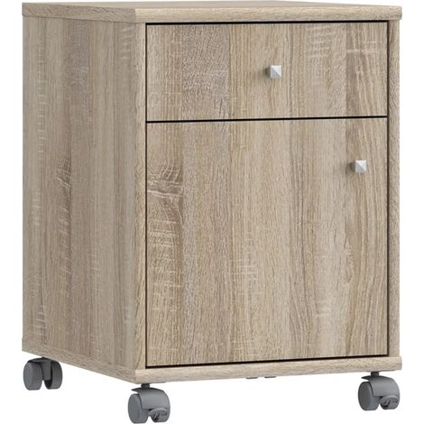 Caisson sur roulettes décor chêne sonoma et effet aluminium - MARIA (1/5)