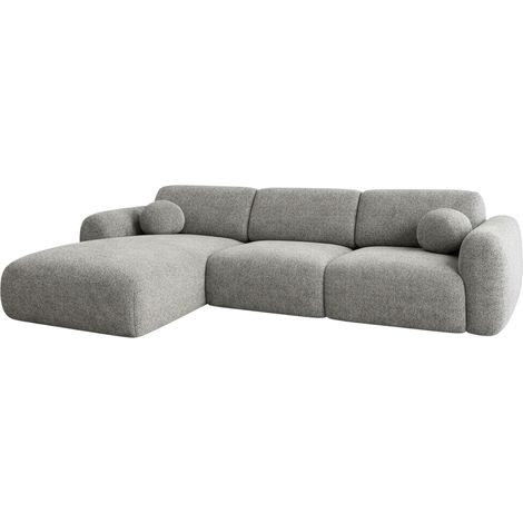 NAYLA - Canapé d'angle en tissu gris - Angle gauche (1/3)