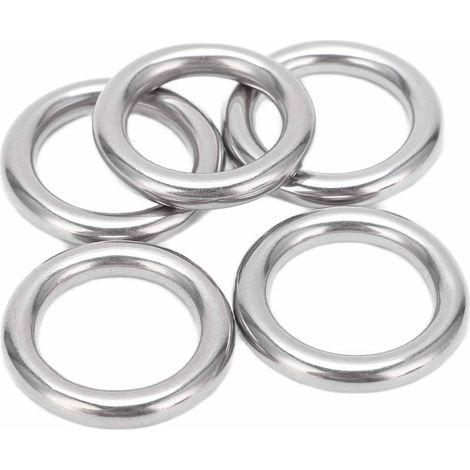 Lot de 5 anneaux ronds en acier inoxydable 304 sans soudure, type O, pour hamac et yoga. (1/5)