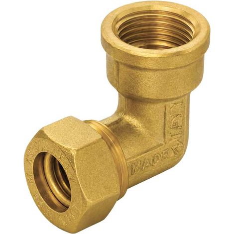 GOMITO FEMMINA A COMPRESSIONE O-RING PER TUBO RAME APE Ø14 x 1/2