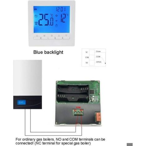 Thermostat Programmable - Ecran LCD - Programmation 5+2 Jours - Pour Chaudiere A Gaz - 1 Unite (1/4)