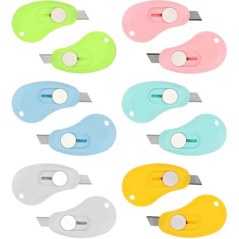 12x Mini Cutter avec fonction rétractable, coupe-carton, ouvre-colis, couleurs aléatoires