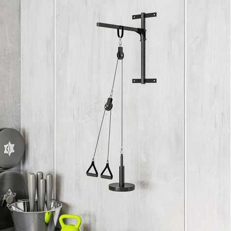 Wand-Pulley-System für Krafttraining, Kabel 200 cm und 2 x 140 cm, Stahl, schwarz HAVRYA (1/5)