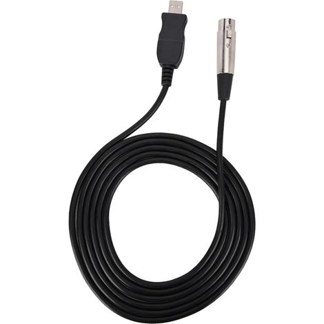 Câble Adaptateur Microphone XLR Femelle vers USB Noir pour Enregistrement (1/5)