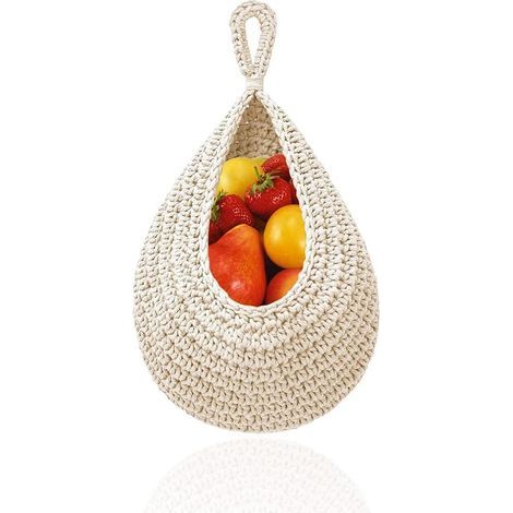Panier Fruit Suspendu - 1 pièce, Panier Fruit Suspendu Blanc 21x27cm - Pour Cuisine/Salon/Chambre (1/5)