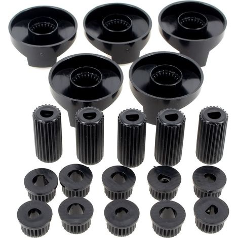 Lot de 5 Boutons Multi-Axes - Noir - Compatible Cuisinières Fours Tables Vitro-Céramiques - Universel Sans Marque - Diamètre Axe 6 mm (1/3)