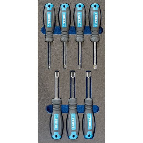 Destornilladores vaso serie 7 55-13mm bandeja termoformada blanda Fervi TM01/027
