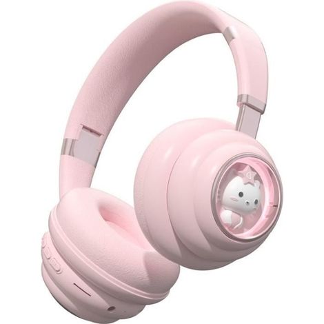 Casque Bluetooth sans fil avec Lumière RGB Gaming Bluetooth Headphone Pliable Creative Écouteur à réduction de bruit Enfant-Rose (1/4)