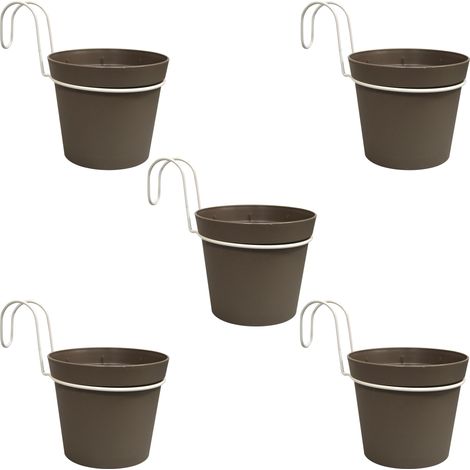 Art Plast - 5 Pots cylindriques Ø 12 cm avec Crochets, en polypropylène (1/4)