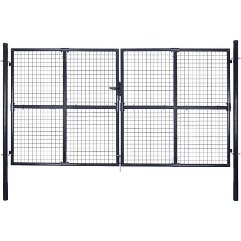 Portail de jardin grillagé en acier galvanisé 300 x 175 cm gris vidaXL