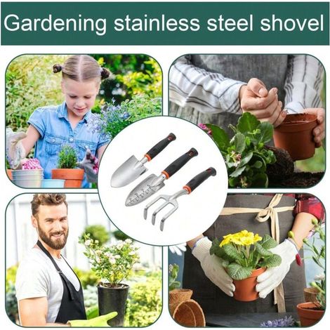 Ensemble de 3 pelles de jardin Truelle, pelle, outils de jardinage, fournitures de jardinage, pelle à sable pour creuser, planter et transporter (1/4)