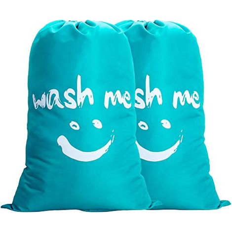 Lot de 2 Large Sacoche à Linge Pliable Sac de Rangement Lavable avec Nylon Corde Léger Sac Portable pour Vêtement Sale Couverture 100L dans Chamber Hôtel Dortoir, Voyage, Blue