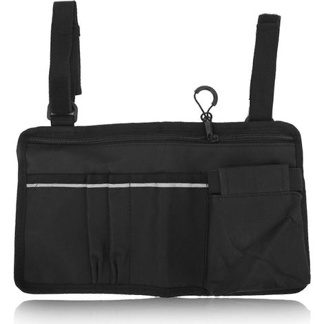 Seitentasche für Rollstühle, wasserdichter Organizer mit mehreren Fächern, Armlehnentasche mit Reflektorstreifen, Oxford-Gewebe, für Gehhilfen, Rollatoren und Rollstühle (1/5)
