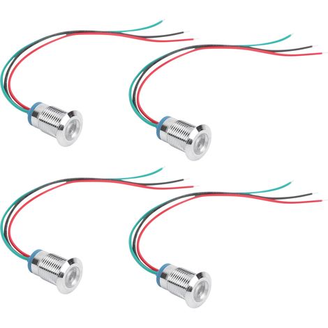 4 jeux de LED rondes précâblées étanches bicolores à anode commune, électrode d'anode 1224 V 12 mm (rouge et verte) (1/5)