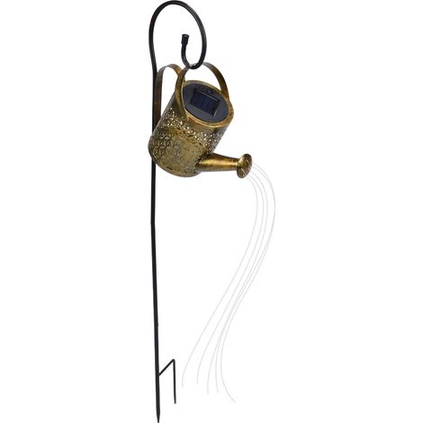 Jardin solaire arrosoir lumineux paysager, lampe en fer forgé ajouré, veilleuse extérieure étanche pour pelouse, allée, patio - Petite taille type G (avec batterie intégrée). (1/5)