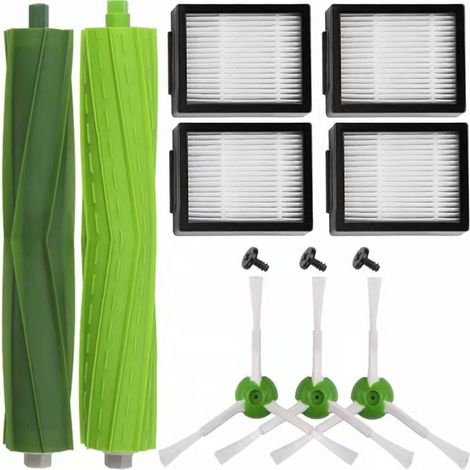 12-teiliges Ersatzteilset für Roomba i7, i7+, E5, E6 und E7 – inklusive Seitenbürste, Rotationsbürste und HEPA-Filter.