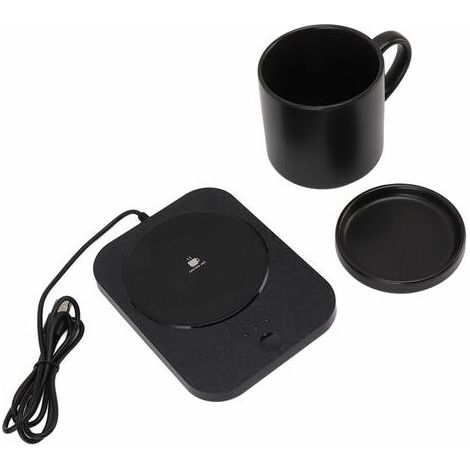 Kaelt - Chauffe tasse,Tasse à café chauffante électrique, 55℃ chaud constant, alimentation USB, avec tasse en céramique, pour le bureau, 5V,Noir (1/5)
