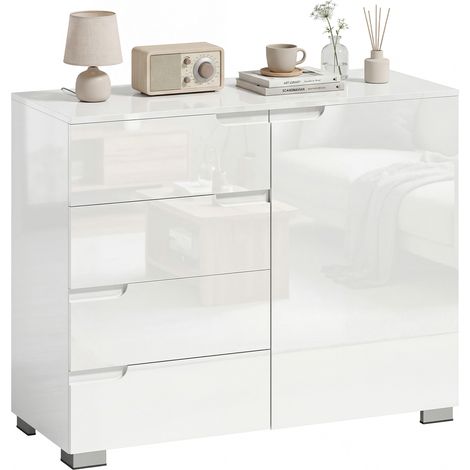 Kommode mit 4 Schubladen Sideboard mit 1 Tür, Verstellbarem Einlegeboden, für Wohnzimmer, Schlafzimmer 100 x 40 x 80 cm
