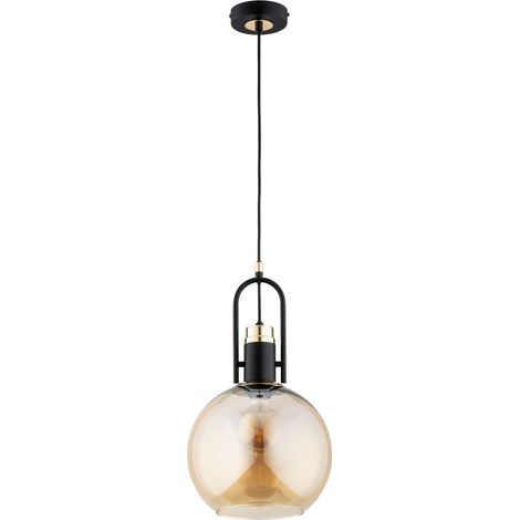 Suspension MOVENA boule verre ambre noir-doré E27 Alfa (1/3)