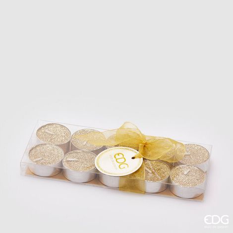 EDG Enzo De Gasperi Tealight Glitterate H 1,2 Cm D 3,8 Cm Cf 10 Pz Light Gold