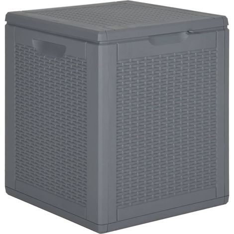 Baúl para almacenamiento de muebles de jardín gris PP ratán 90 l 020013092