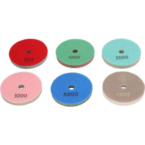 Set di 6 dischi lucidanti in spugna a maglia aperta per marmo e piastrelle - Elevata resilienza, fibra di nylon e polvere di diamante (1/5)