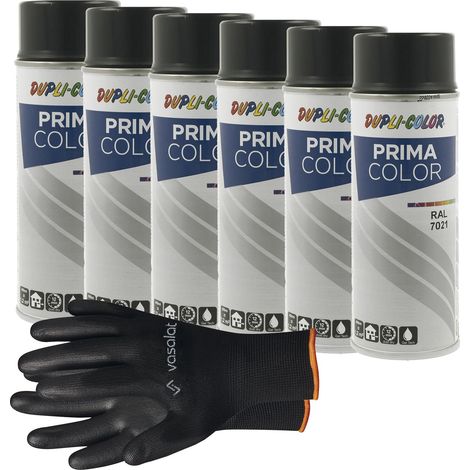 vasalat Dupli-Color Lackspray schwarzgrau glänzend RAL 7021 - Sprühlack für Metall, Kunststoff und Holz - wetterfeste Sprühfarbe für den Innen- und Außenbereich UV -beständig, 6 Stück