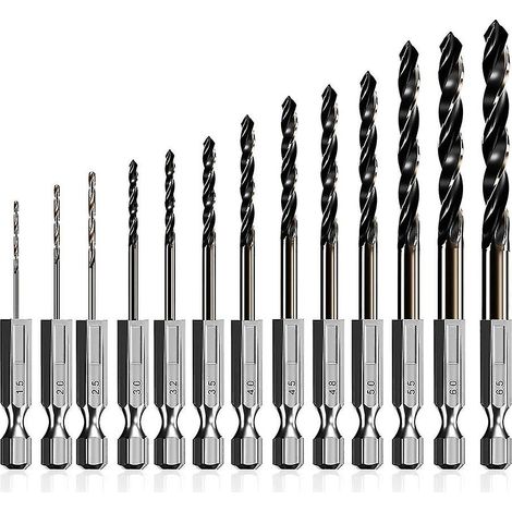 Coffret de 13 forets métriques en cobalt à queue hexagonale pour changement rapide, forets HSS pour perceuse à percussion, pour le perçage du métal. (1/5)