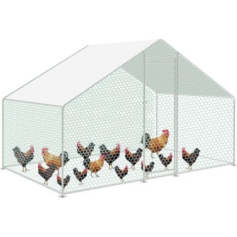 Enclos poulailler grillagé 3x2x2m avec Serrure de Sécurité et Bâche PE Imperméable, Imperméable et résistant aux UV , Assemblage facile (1/5)