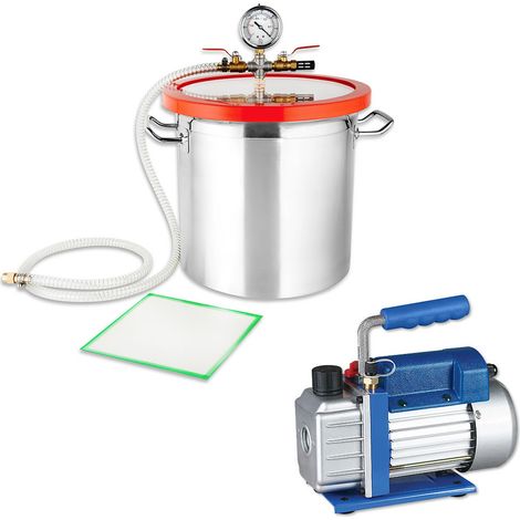 Melko Melko® 70 l/min Vakuumpumpe + 21,4L Vakuumkammer Unterdruckpumpe Vakuum