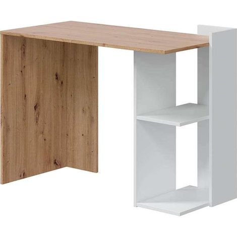 Escritorio reversible Gilda en blanco artik y roble nordi 78 cm (alto) x 100 cm (ancho) x 52 cm (prof.) (1/4)